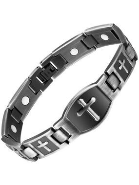 Mens titanium magnetic bracelet cross design adjustable stainless steel jewelry